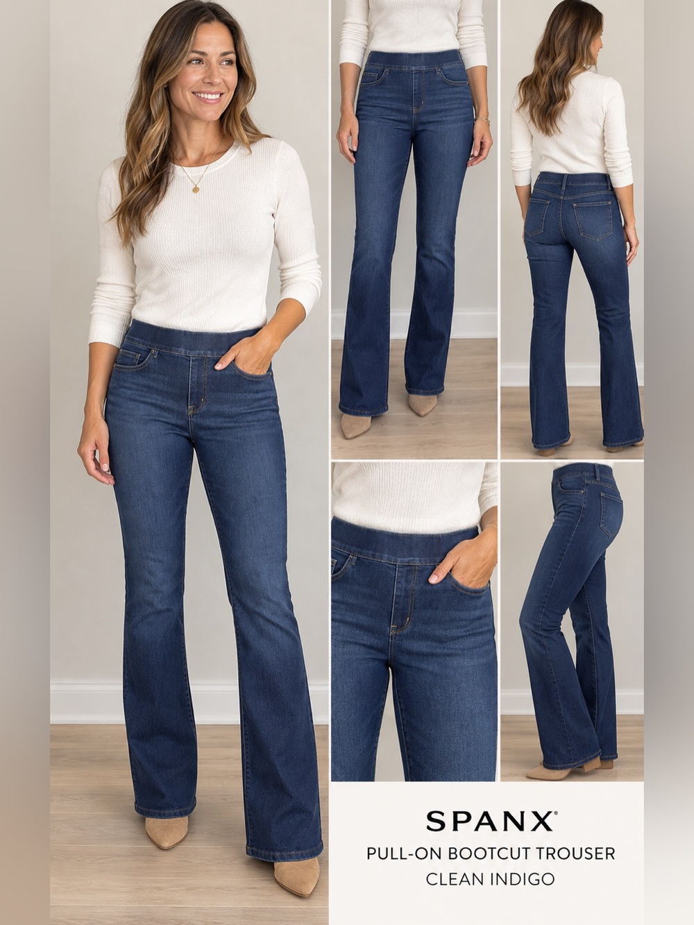 SPANX Pull-On Bootcut Trouser Jeans - Clean Indigo (Size Medium) - LIKE NEW